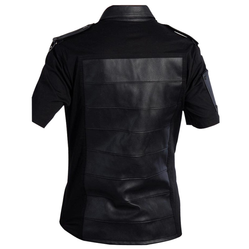 Men Gothic Police Officer Shirt Black Goth Clearance Shirt Cotton Shirt | Men Gothic Shirt